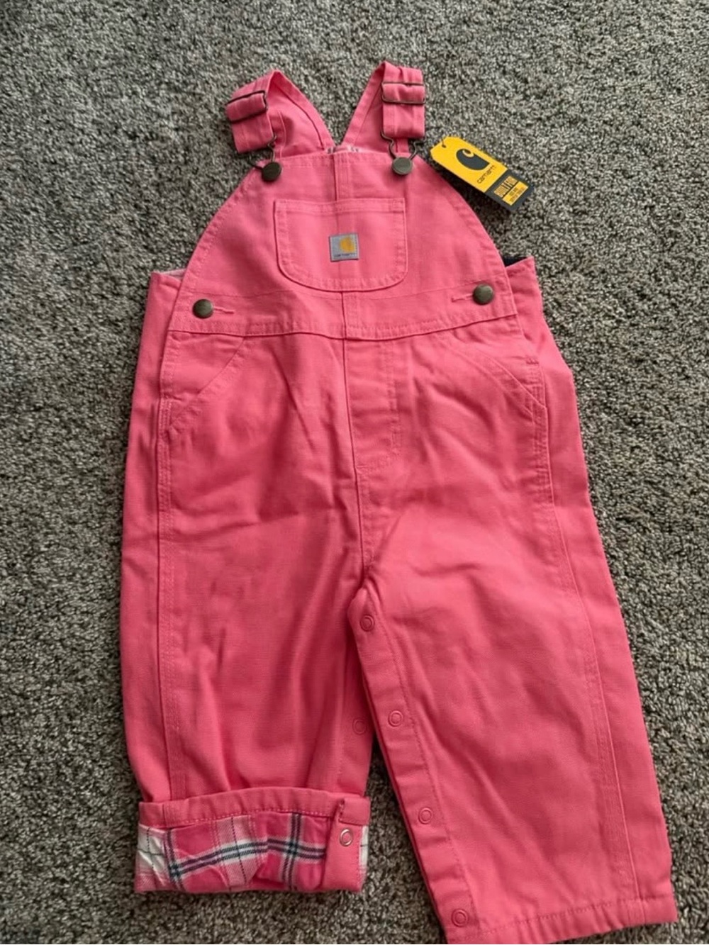 Baby Firm Pink Carharrt Overalls 12mo